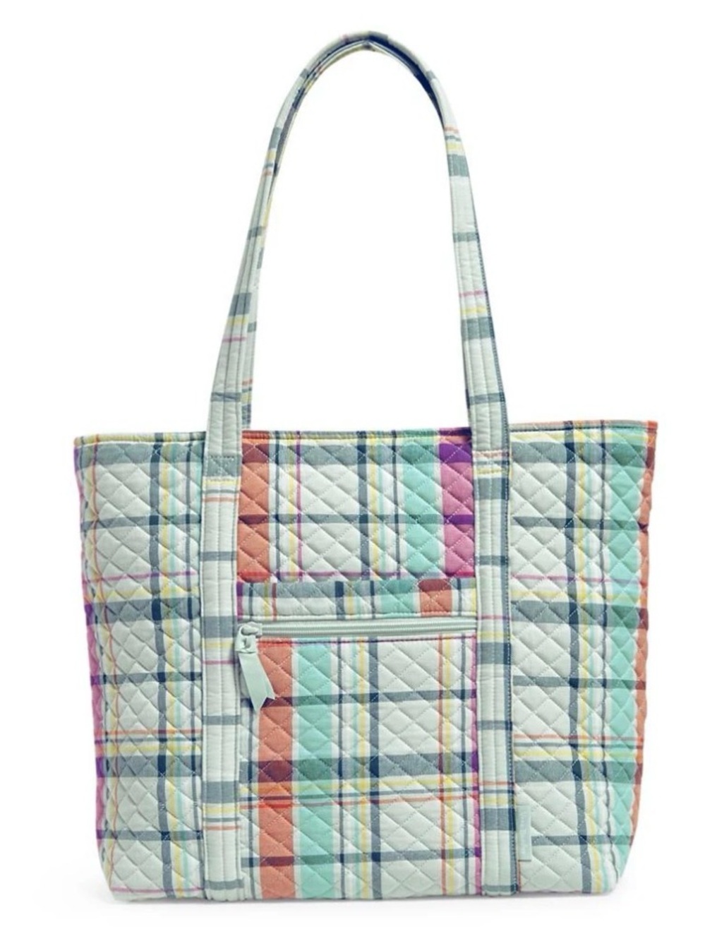 Vera Bradley Timeless Tote Bag Pastel Plaid Quilted Multi-Compartment Zip Up Bag
